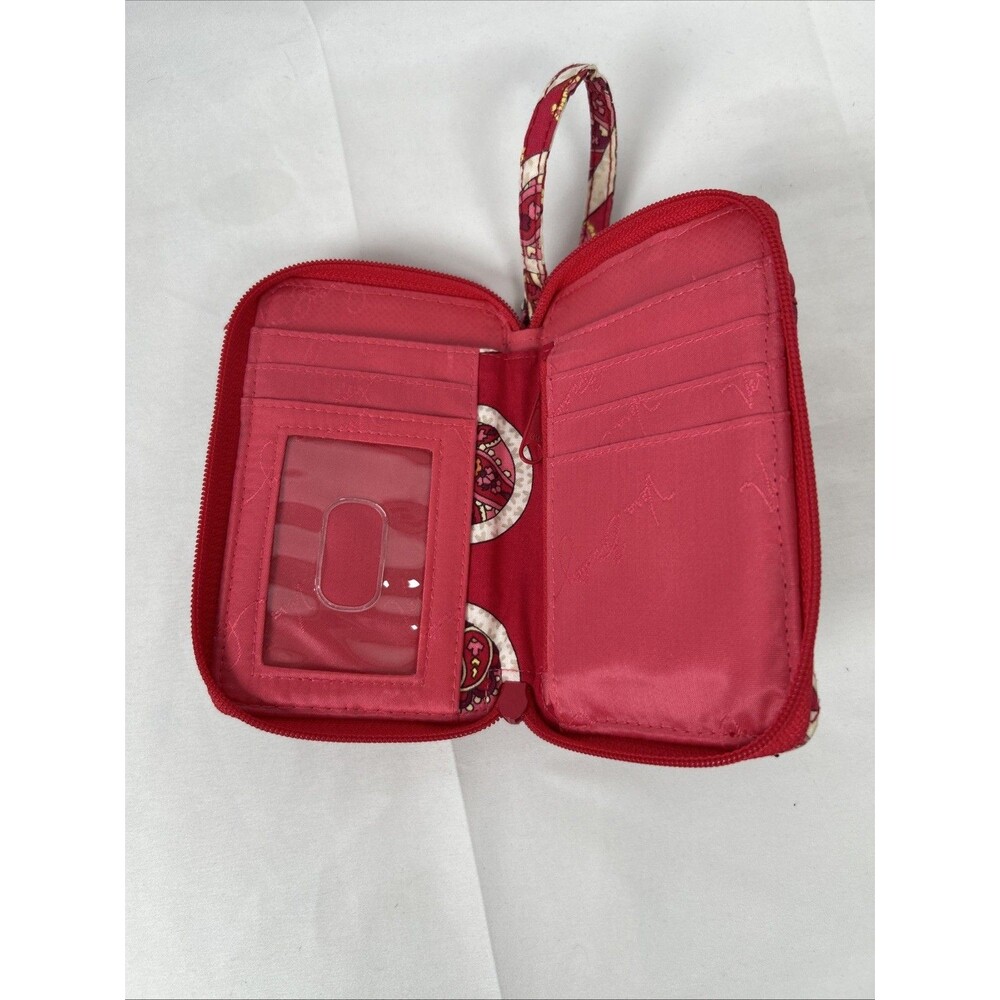 Vera Bradley Zip Around Wristlet Wallet Phone Red Rosy Posies Paisley 6" x 3.5” - Picture 7 of 10